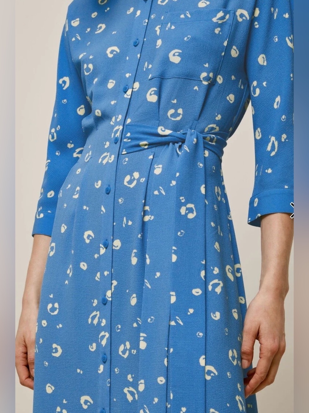 WHISTLES Blue Watercolour Animal Dress size 12 - Picture 4 of 10